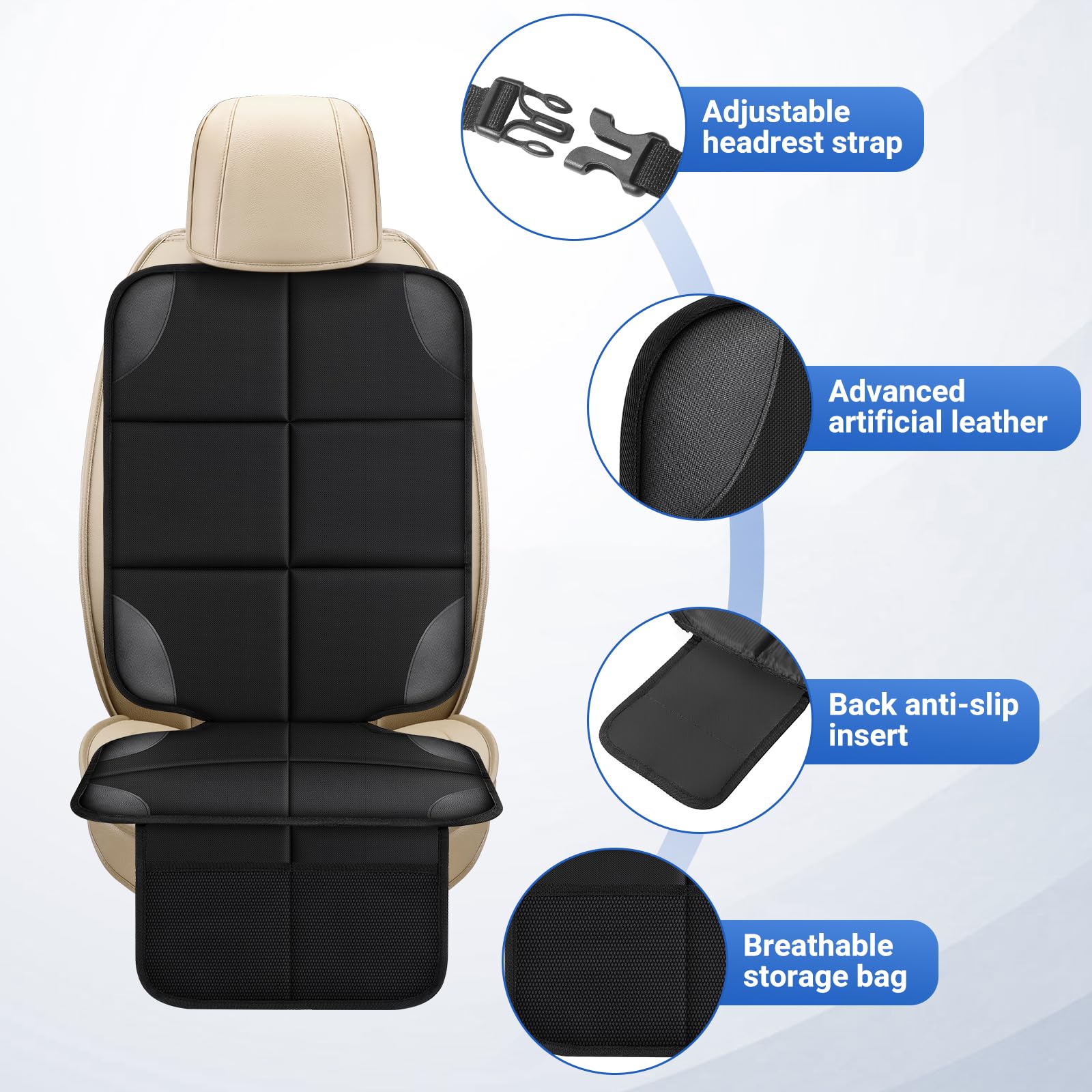 Car Seat Protector 2 Mesh Pocket Waterproof Car Seat Covers, Universal Size, Baby, Pet, Children's Car Seat Protector, Anti Slip Bottom  1 Piece photo 2