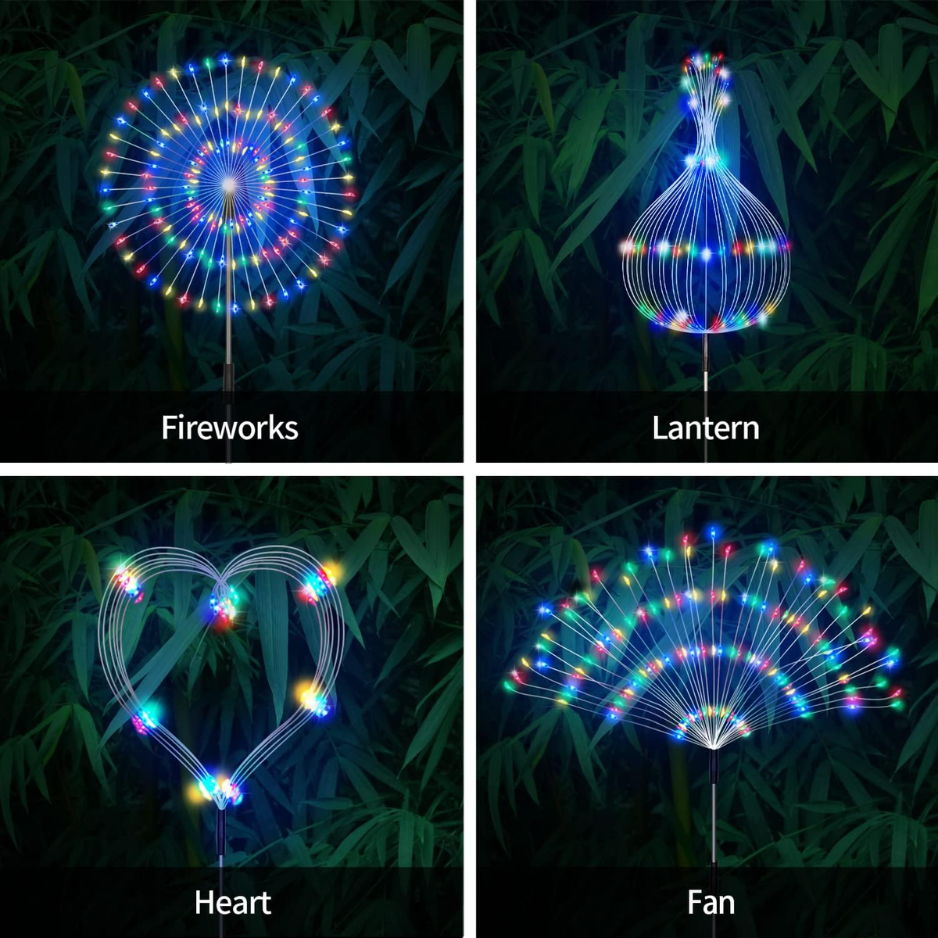 4 Pack Solar Firework Garden Lights, 120 LED Colorful Waterproof Stake Lights photo 4