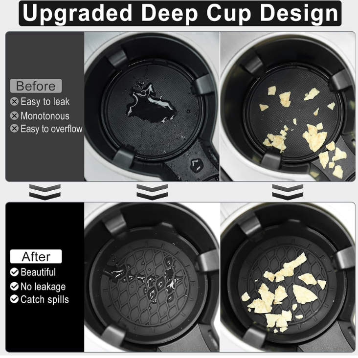 Car Cup Holder Coaster, Silicone Cup Holder Insert, Universal Non-Slip Cup Holders, Car Accessories Interior For Women And Man Interior Sets 4 Pack Black photo 3