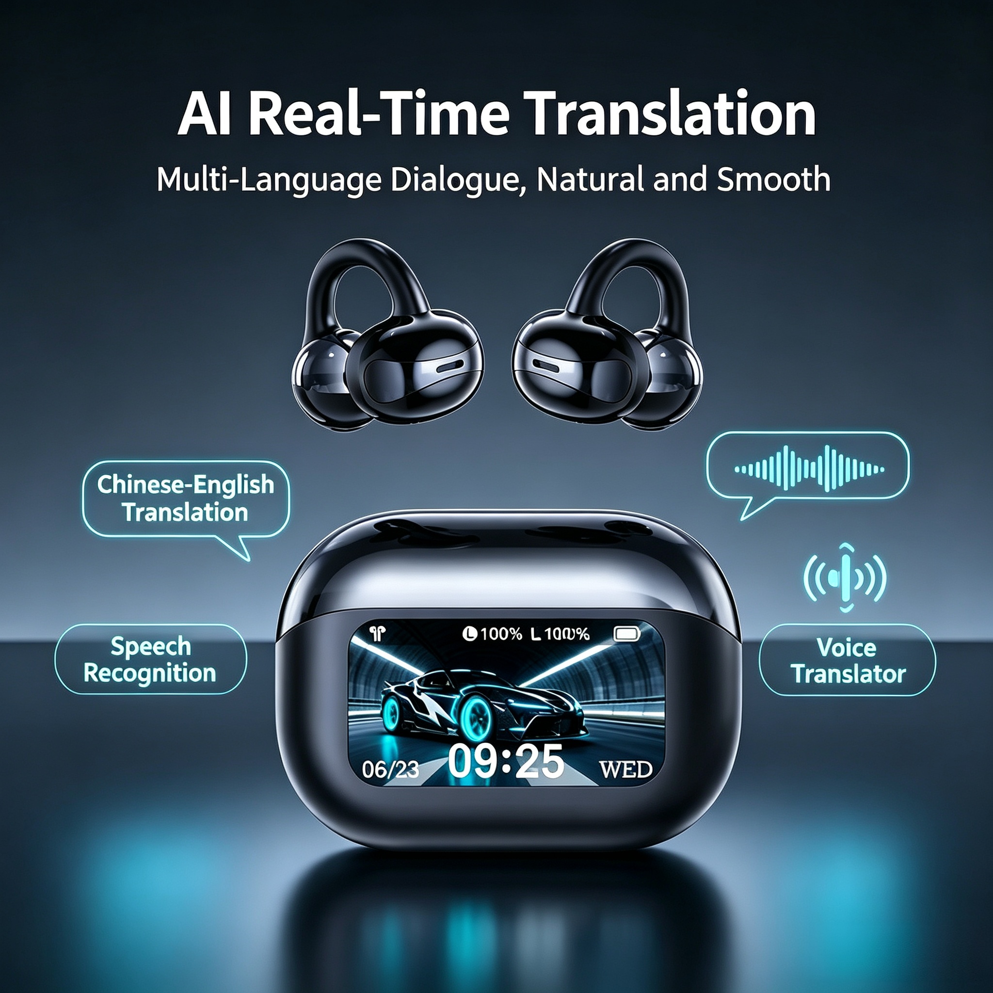 KP-112 Best-selling Wireless Bluetooth Ear-Clip Headphones AI Translation Music Gaming Low Latency In Stock photo 2