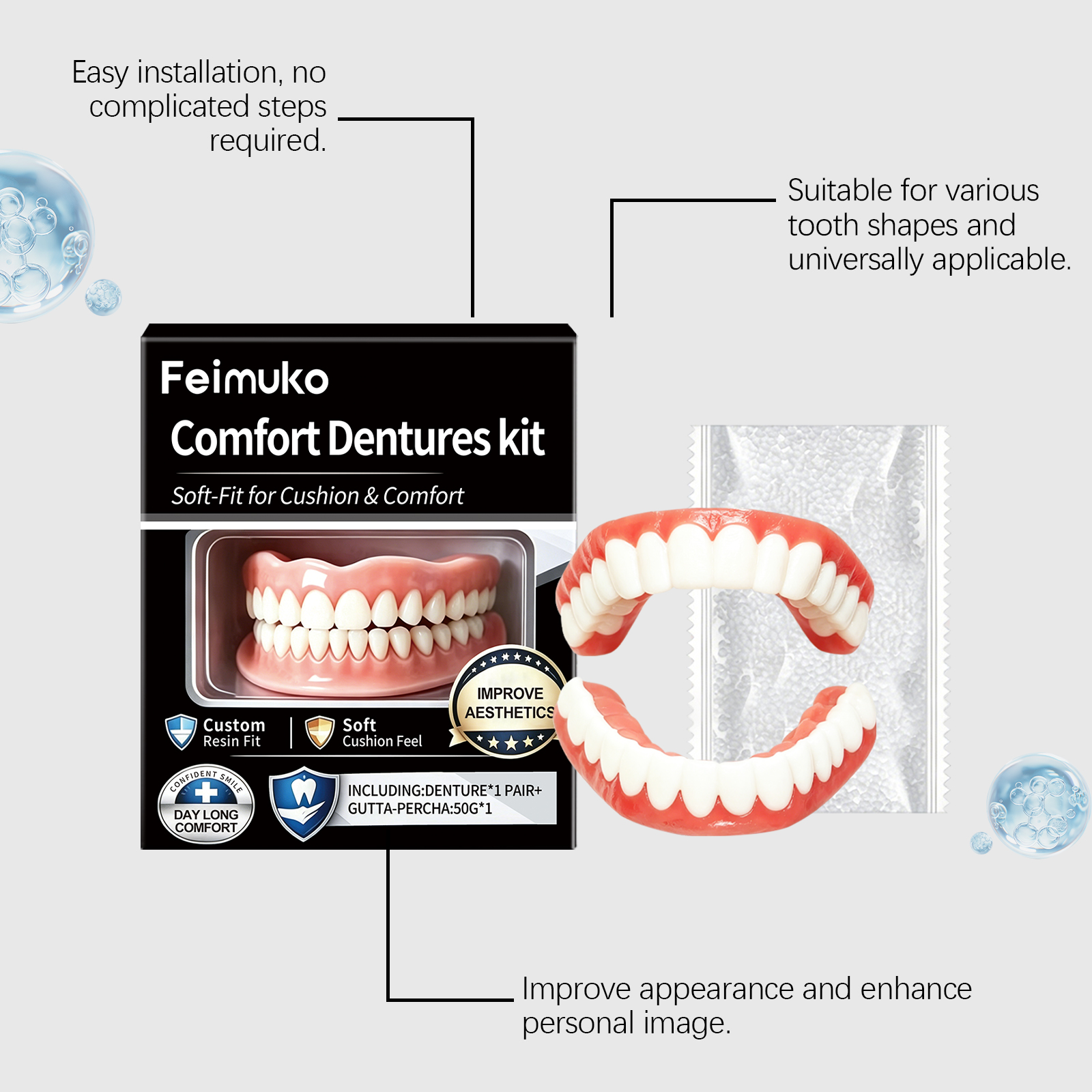Comfortable Denture Set, 1 Set Per Box photo 2