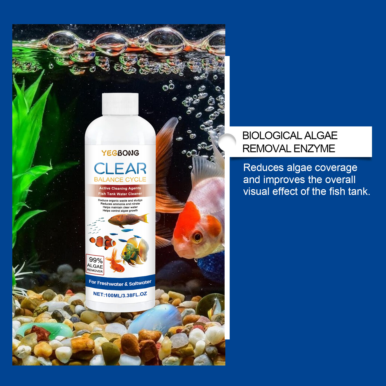 YEGBONG Aquarium Water Clarifier Cleans Aquarium Stains And Sludge, Clarifies Water Quality, And Controls Algae Growth. photo 4