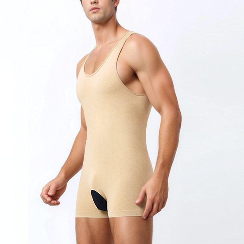 Men's Tummy Control Shapewear Bodysuit Plus Size Compression Boxer Shorts Slimming Waist Trainer Workout Body Shaper For Big & Tall photo 1