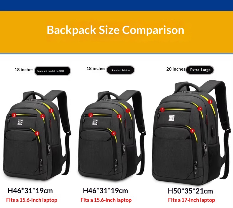 BC Men's Business Backpack Oxford Cloth Waterproof 16 Inch Large Capacity Multi Functional Computer Backpack Student Backpack Women's Black Large Edition photo 6