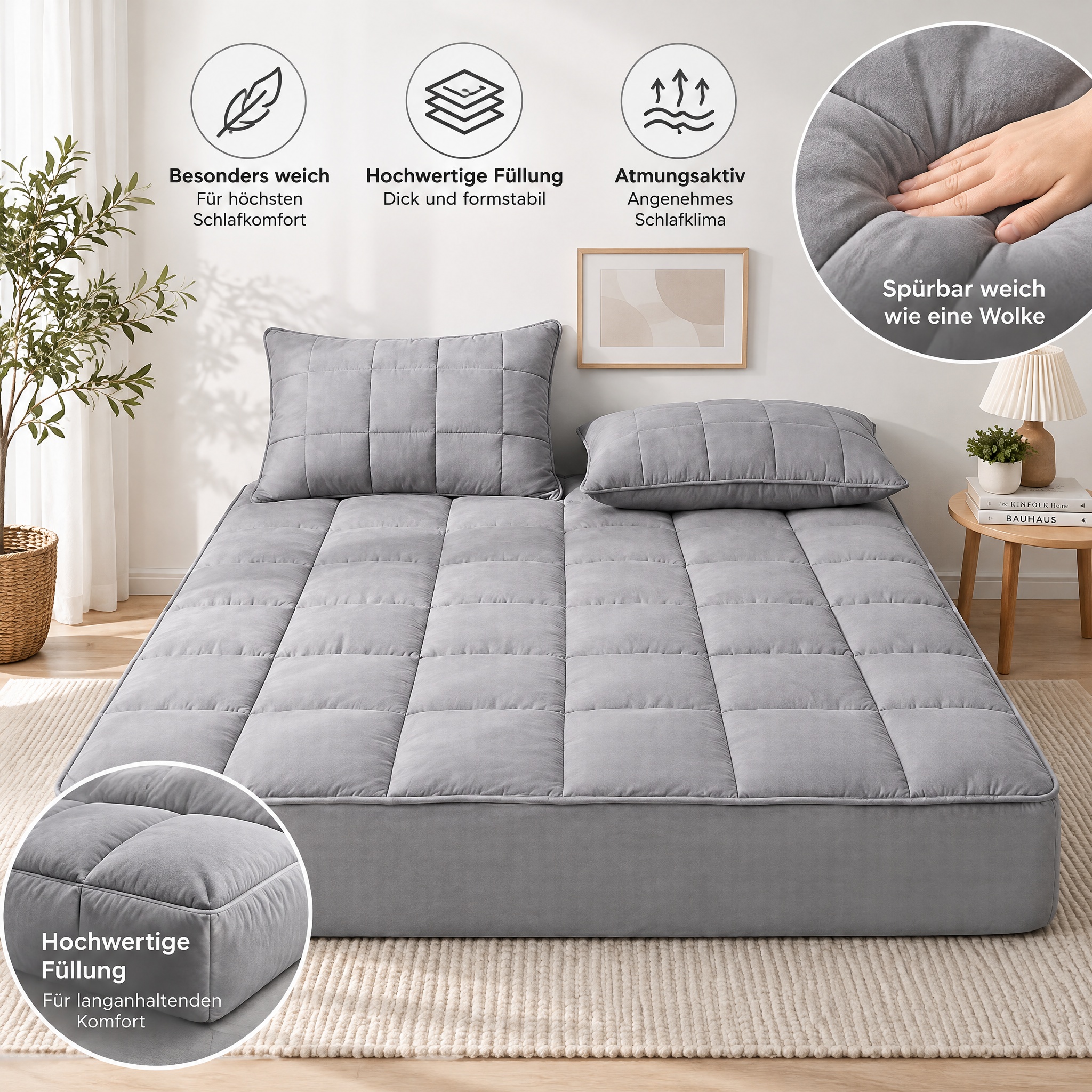 Quilted Fitted Mattress Pad, Deep Pocket Mattress Protector, Soft Fluffy Bed Cover For Bedroom photo 4
