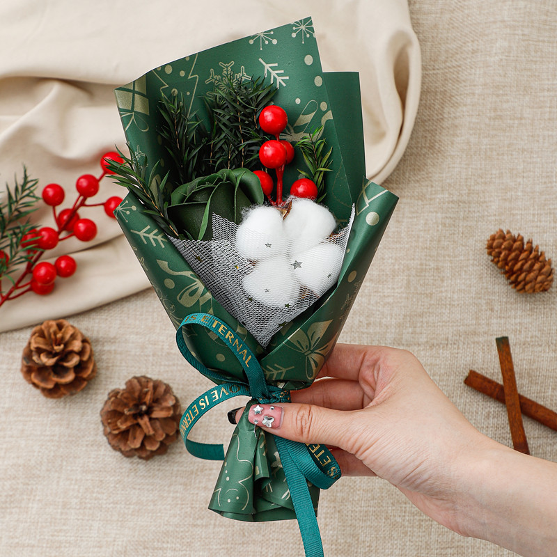 Handmade Pipe Cleaner Christmas Mini Bouquet Santa Snowman Xmas Ornaments Finished Table Decorations For Gift Box Matching Christmas Eve Home Decor photo 6