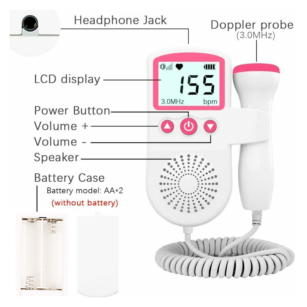 Fetal Doppler Detector Baby Heart Beat Rate Probe Prenatal Monitor Ultrasonic photo 5