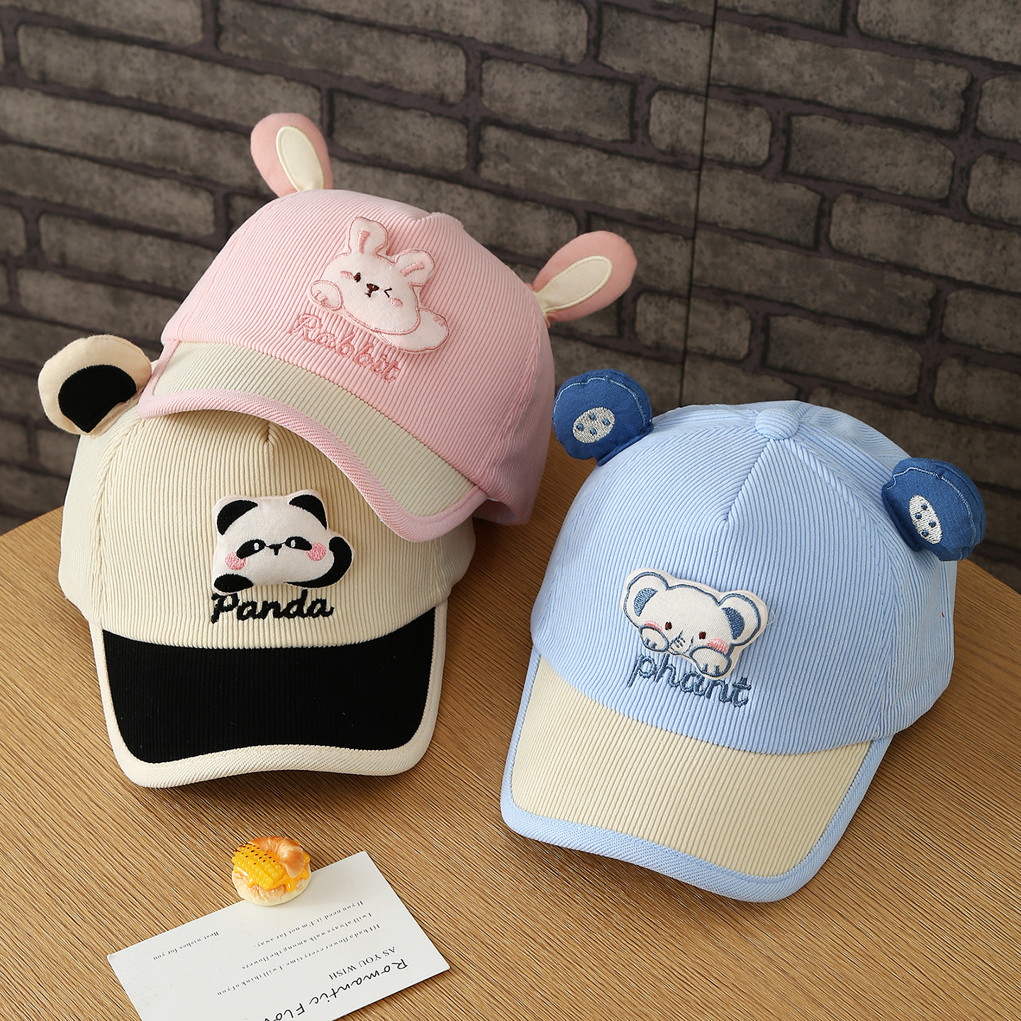 The Autumn Baby Children's Cute Animal Three-dimensional Ear Corduroy Baseball Cap Is Suitable For Daily Outings And Shopping Trips. photo 4