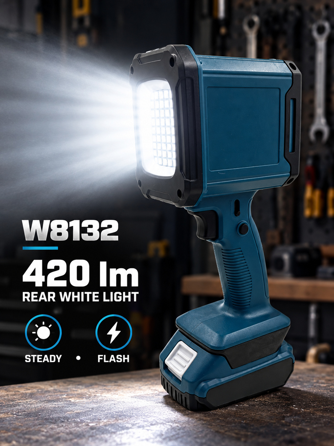Rechargeable Type C LED Work Light 15000mAh W8132 420LM RGB Lighting Flashlight P50 6500mAh Battery photo 2