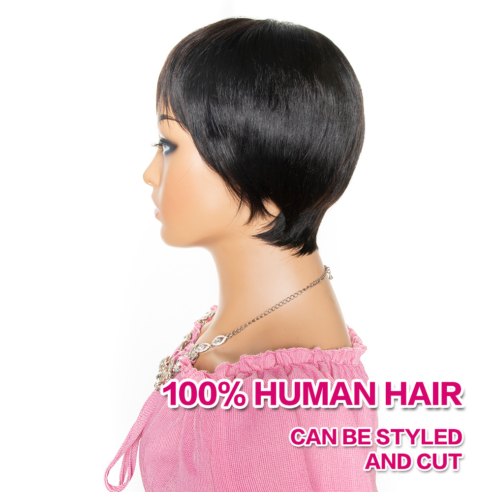 Short Pixie Cut Human Hair Wig With Bang photo 5