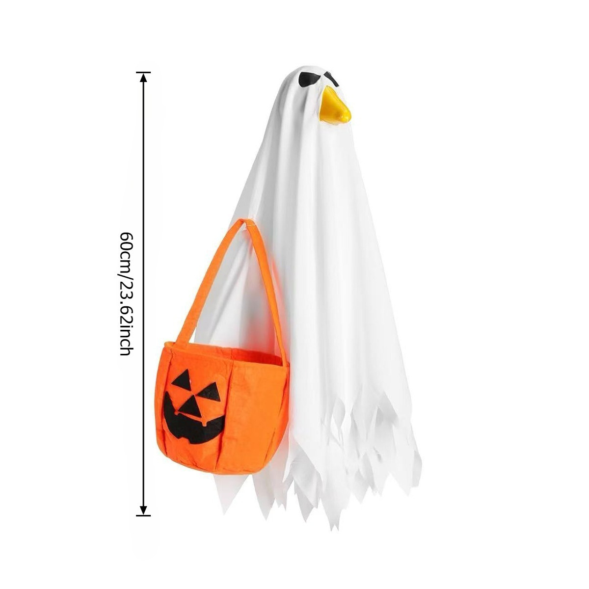 Halloween Fall Porch Goose Outfit, 23in Lawn Goose Cloth Halloween Ghost Pumpkin Costume For Lawn Goose, Patio Yard Art Geese Decor, Thanksgiving Fall Themes Seasonal Accessory photo 4