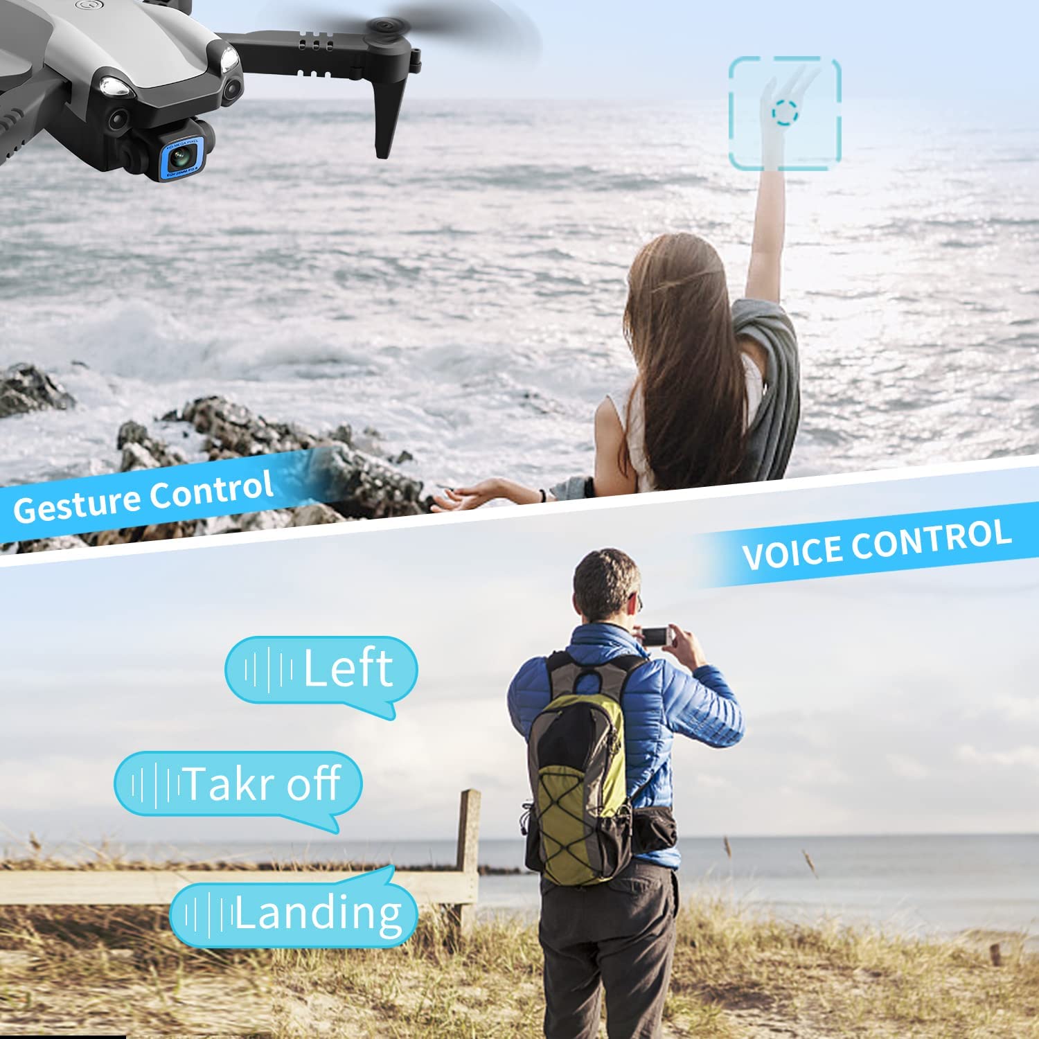 V20 RC Drone WIFI FPV 6K HD Dual Camera Gesture Photo Foldable Quadcopter 2 Battery,Suitable For Beginners.Logistics Is Randomly Sent By UPS, USPS,UNI,GOFO. photo 8