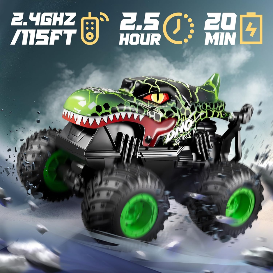 Green Dinosaur Toys For Kids, RC Truck With 360 Spins And Drifting, Toy Car photo 4