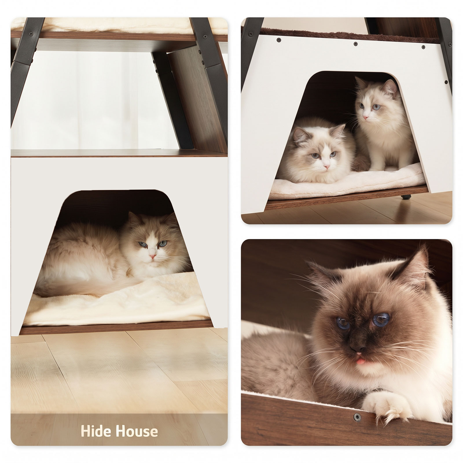 73in Modern Cat Tower For Indoor Cats - Multi-Level Cat Tree With Scratching Posts, Caves, Large Perch & Removable Pads - Wooden Cat Furniture photo 4