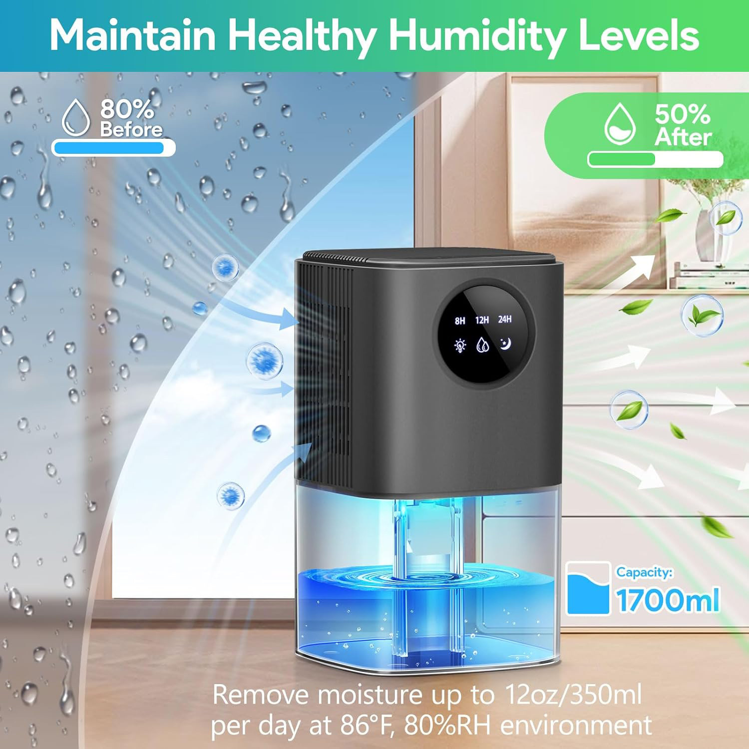 Dehumidifiers For Home 1.7L - Ultra Quiet Dehumidifier photo 1