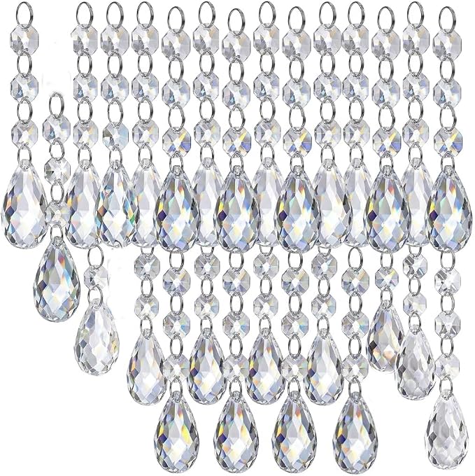 30-Piece Crystal Acrylic Teardrop Christmas Ornaments Hanging Garland Set For Tree And Holiday Decor photo 1