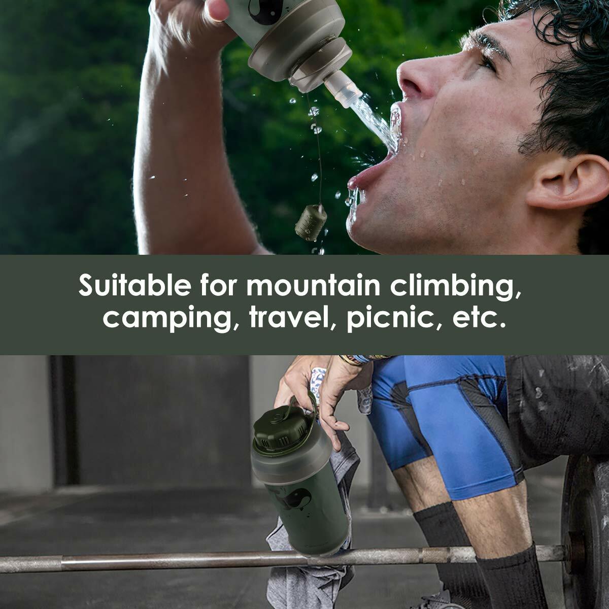 26Oz Collapsible Filter Bottle Water Filtering 2-Stage BPA Free Foldable Hiking photo 6