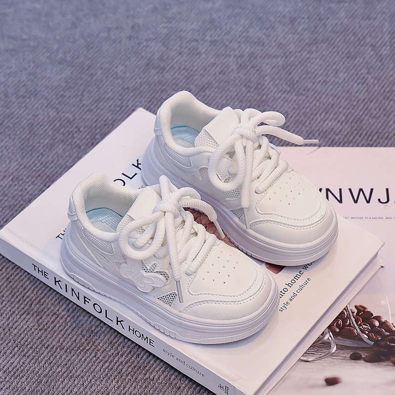 2026 Spring Summer Kids Skate Shoes, Breathable Mesh White Sneakers For Girls, Lightweight Versatile Performance & Running Shoes photo 2