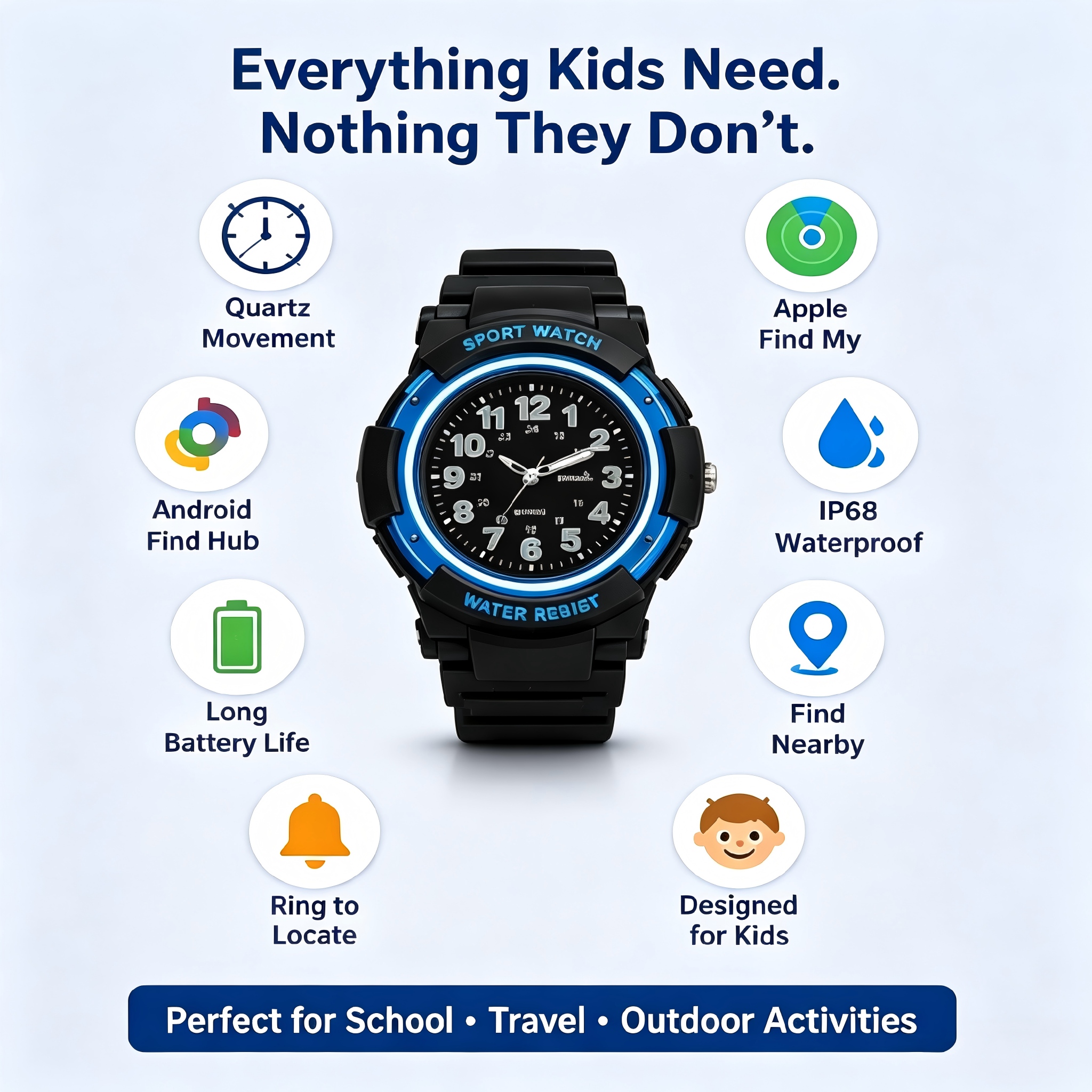 Kids Anti-Lost Watch Find My Android Find Hub Bluetooth Tracker Quartz Watch IP68 Waterproof No Subscription photo 5