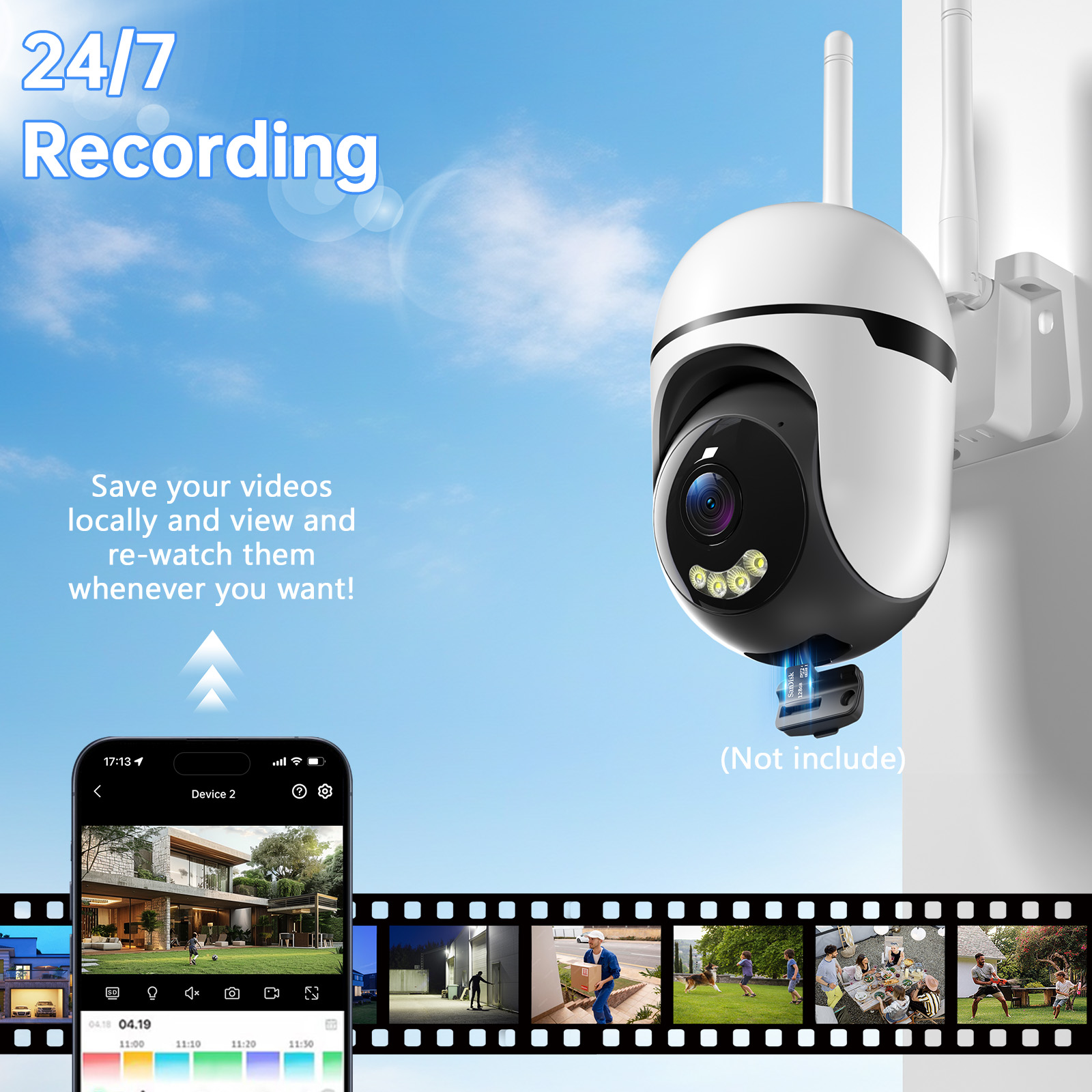 3MP PTZ Wireless Indoor Outdoor Mini Camera CCTV Network Security System Wifi Camera With 3 Meter Cable photo 2