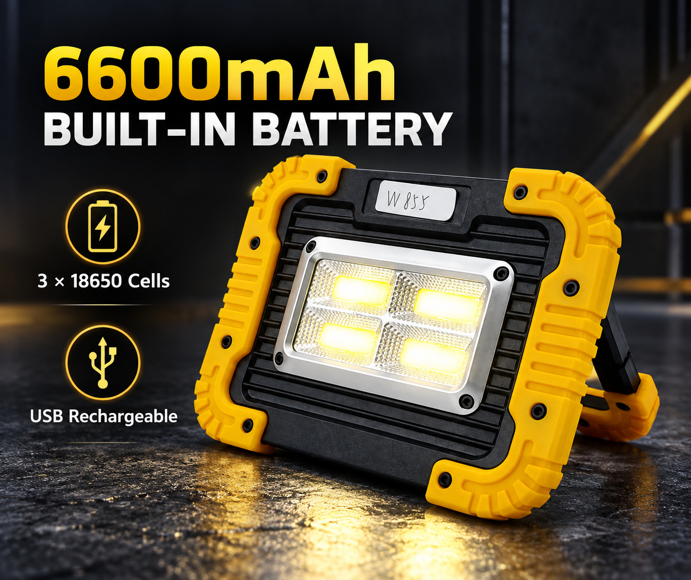 Solar Powered Rechargeable COB LED Flood Light W855 3x 18650 Battery 4 Hour Runtime 30W photo 4