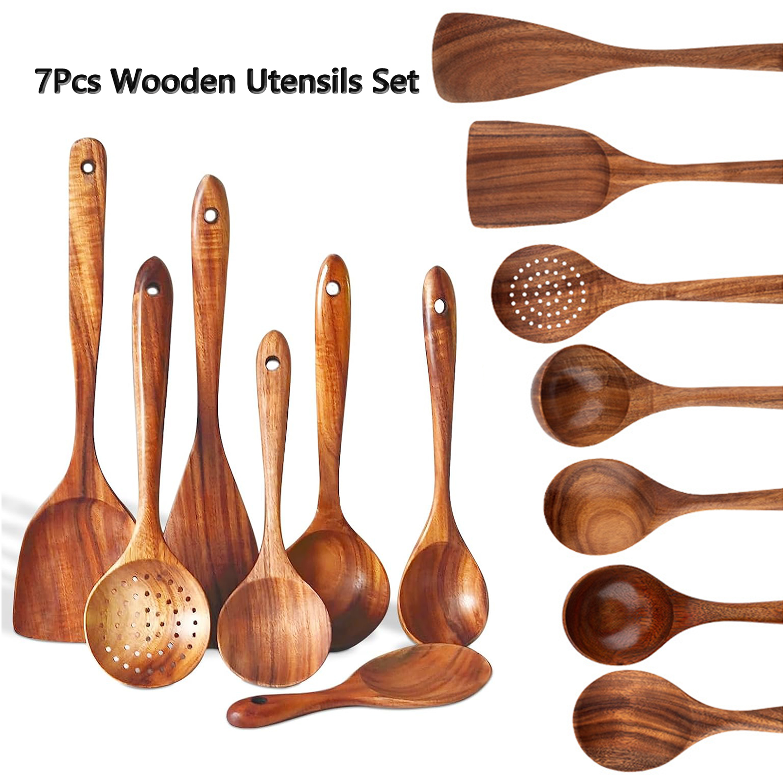 Wooden Utensils Set For Kitchen Messon Handmade Natural Wooden Cooking Spoons photo 1