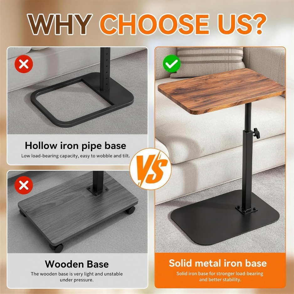 Adjustable TV Tray Table, 360 Swivel C-Shaped End Table That Slides Under Couch, Sofa, Bed, Recliner Chair, Small Side Table Desk For Laptop, Food Eating, Living Room, Bedroom, Small Spaces photo 4