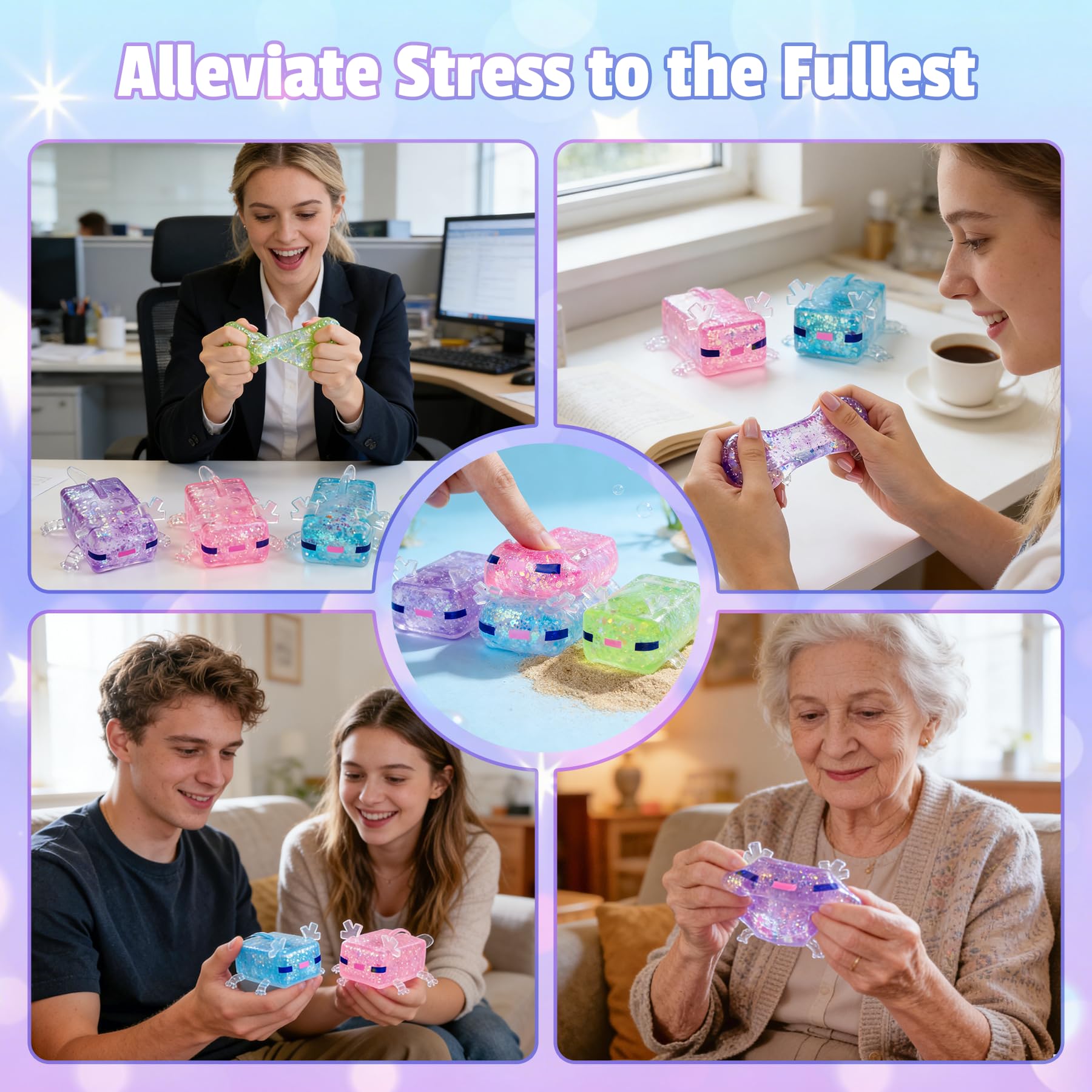 1Pc Axolotl Squishy,Squeeze Stress Cute Fish Toy,Funny Cute Squishy Blobofish Toy,Sparkle Stress & Anxieties Relief,Portable Relaxation Tool For Kids And Adults, Birthday, Christmas, Office photo 2