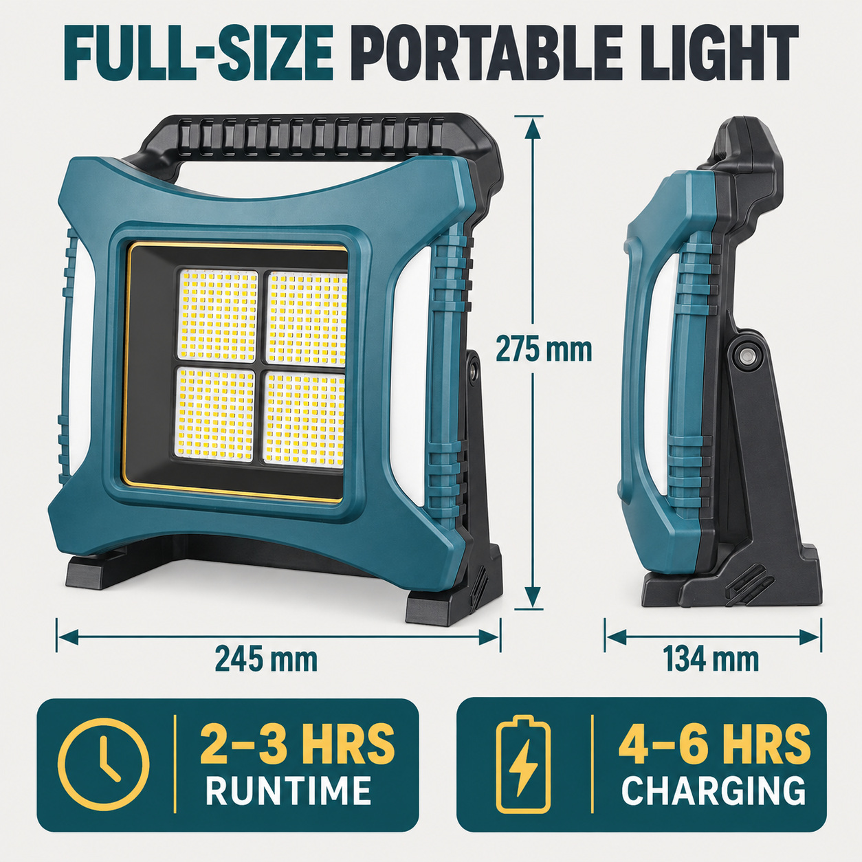 Rechargeable Battery Display Type C Batteryversion 18650 W8142 4 SMD 2835 LED Flood Light 6500mAh photo 7