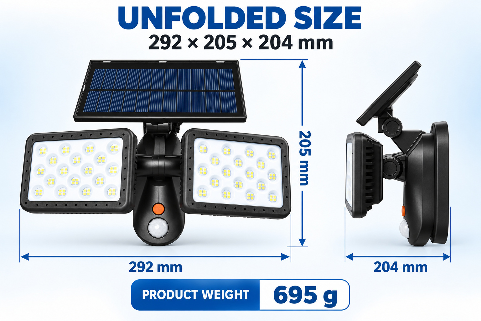 Solar Powered Rechargeable Motion Sensor Waterproof LED Work Light For Auto Repair W770A IP65 Street photo 5