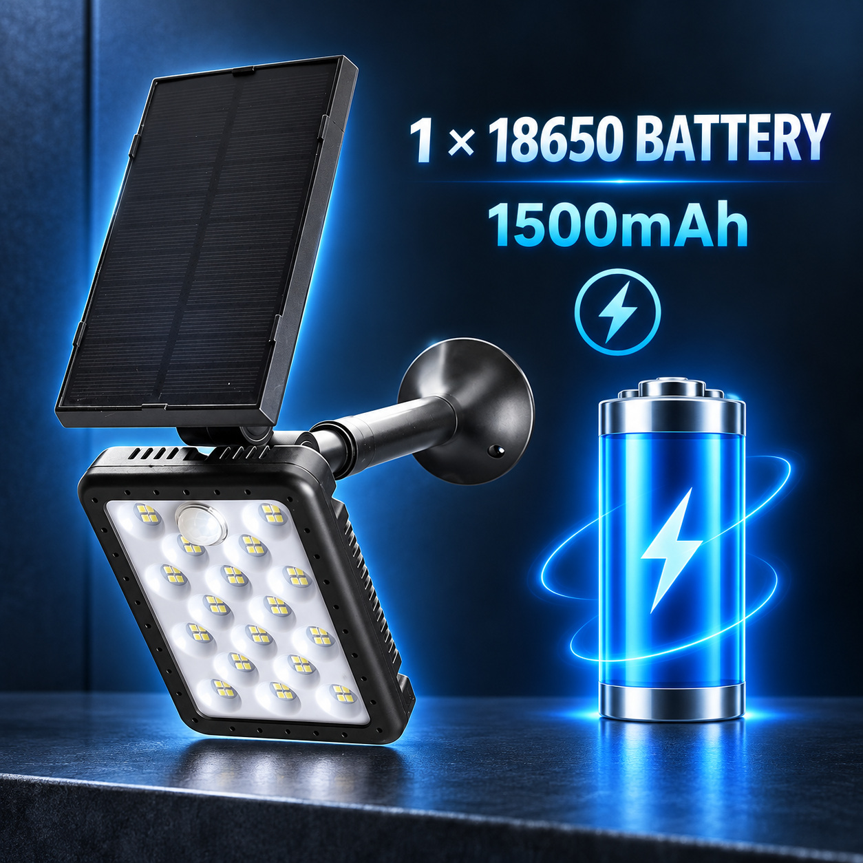 Solar Powered Rechargeable Motion Sensor LED Work Light 1500mAh For Auto W775A 1x 18650 Battery photo 7