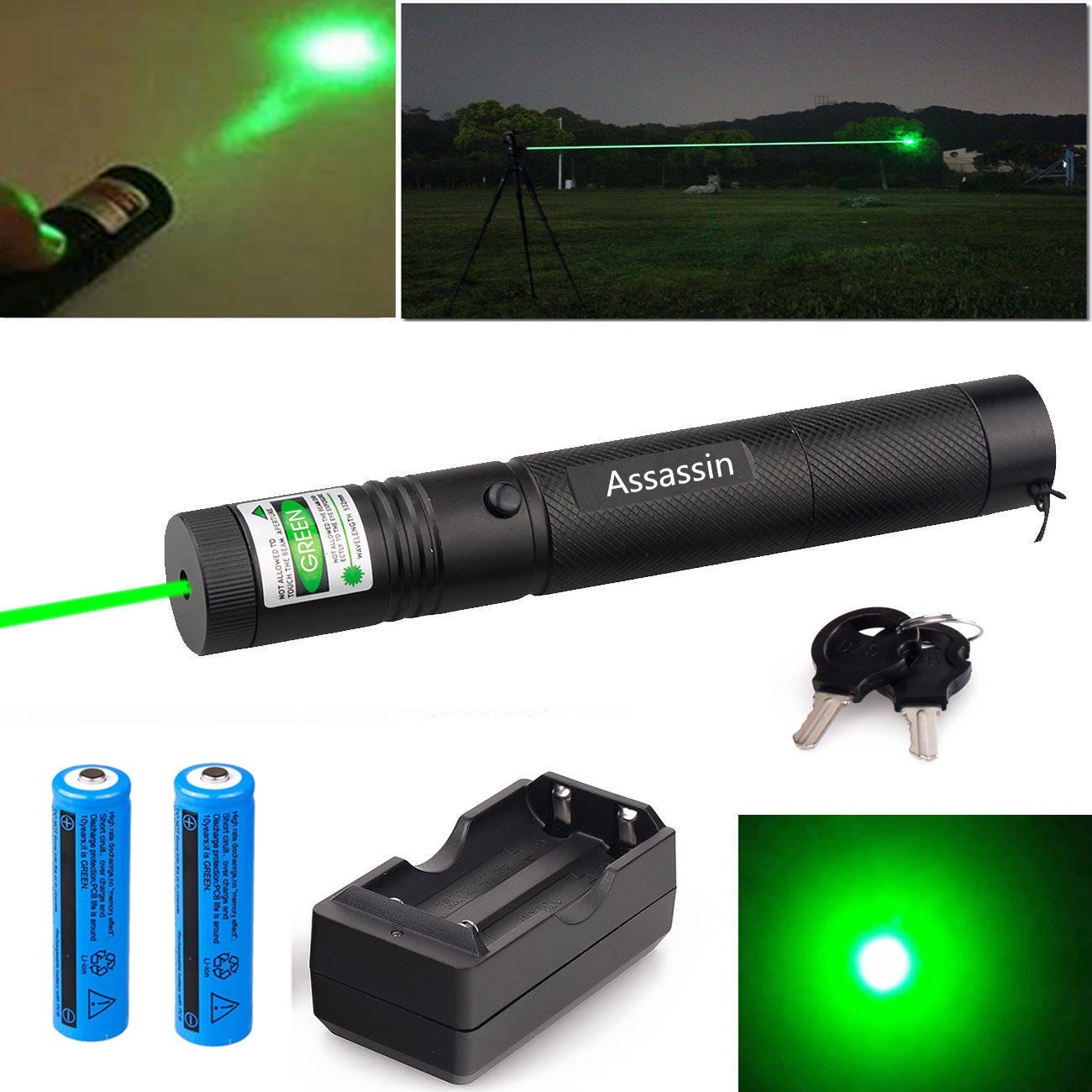 900Miles Green Laser Pointer Pen Light 532nm 1 MW Lazer Rechargeable Torch Charger Battery photo 4