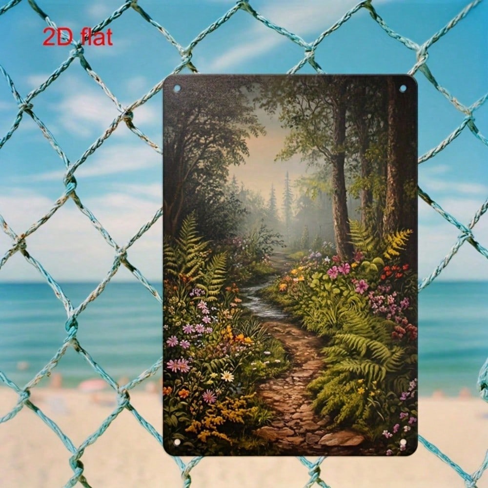 1pc Vintage Forest Path Metal Sign 7.9x11.8, Rustproof 2D Flat Poetic Plaque photo 7