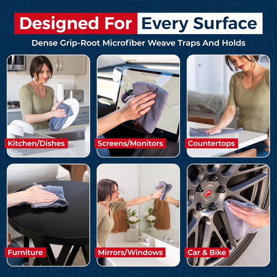 Microfiber Cleaning Cloth 8Pcs 12.5x12.5 Inch Ultra Absorbent Car Cleaning Towel Reusable Washable Cloth For Car, Glass, Mirror And Home photo 4