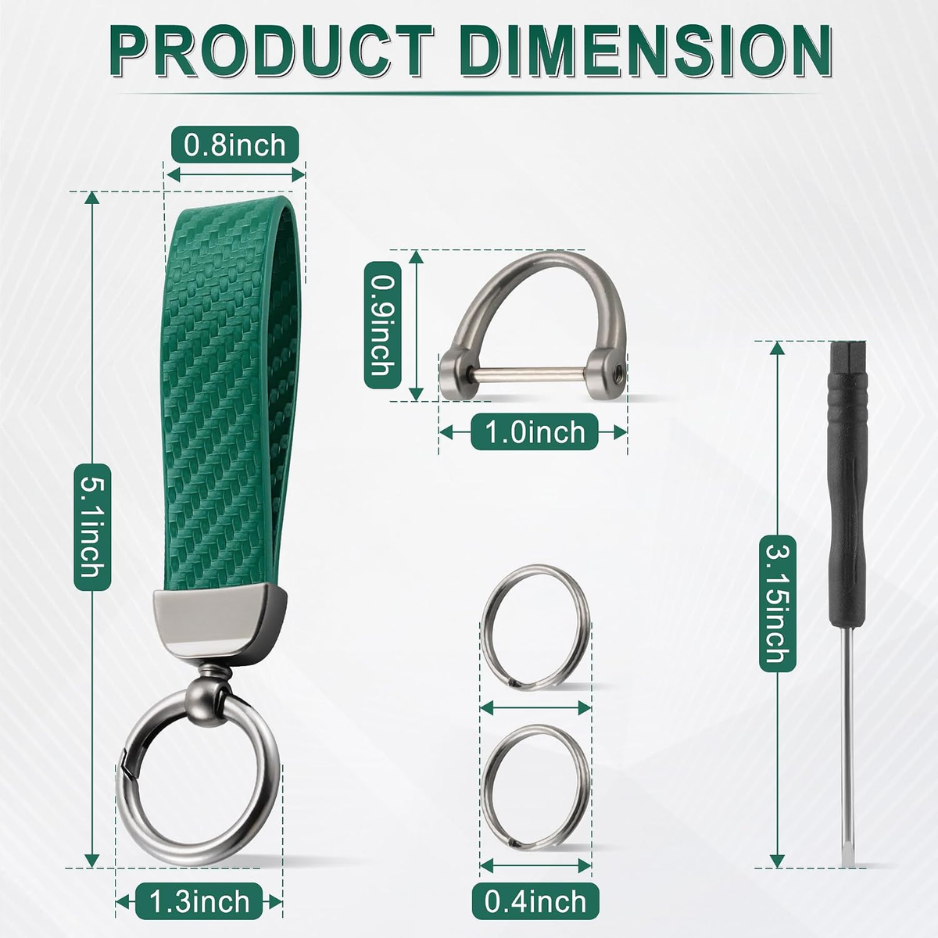 Leather Keychain, Carbon Fiber Car Key Chain With Anti-Lost D-Ring And 2 Key Ring, Keychain Wristlet, Car Accessories, Universal Keychain For Men And Women photo 7