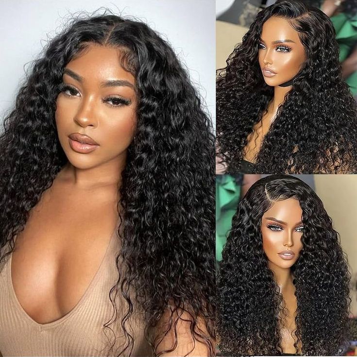 13x4 Lace Front Human Hair Wig Natural Color Deep Wave Density photo 4