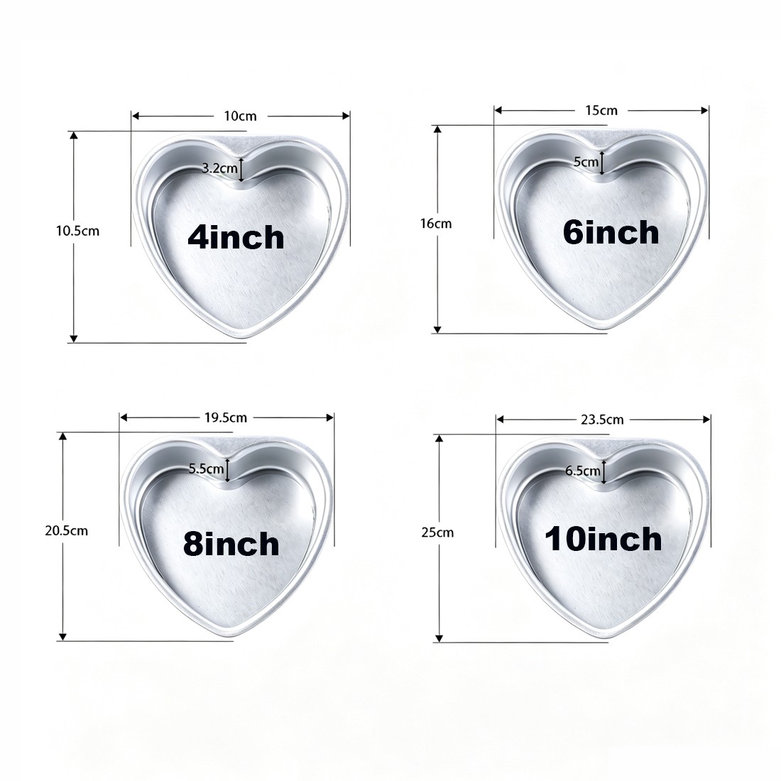 4pcs Heart Shaped Cake Cake Model Baking Pan Non Stick Cake Mould Tray photo 5