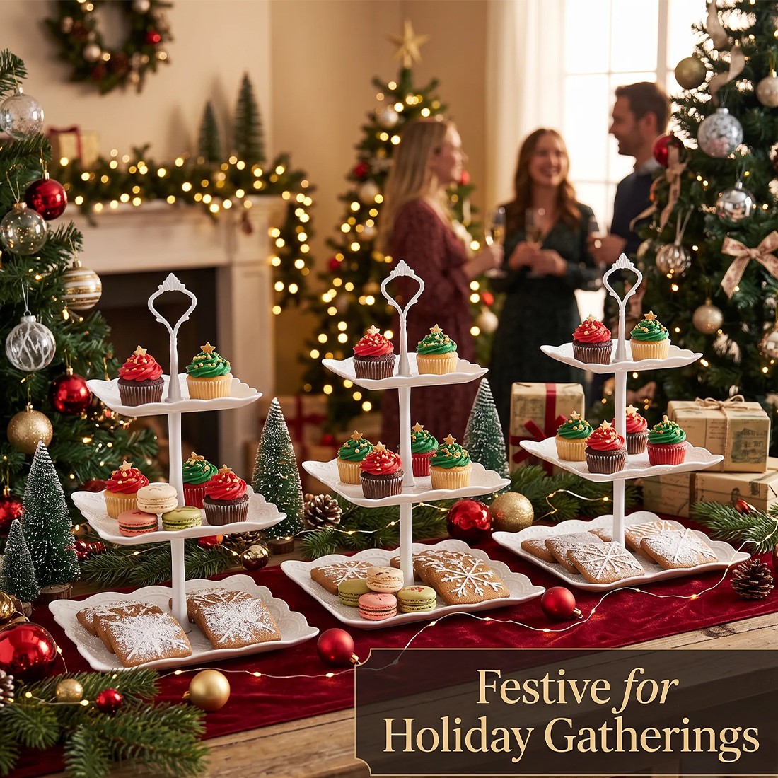3PCS 3 Tier Cake Stand Afternoon Tea Wedding Plates Party Embossed Tableware photo 1