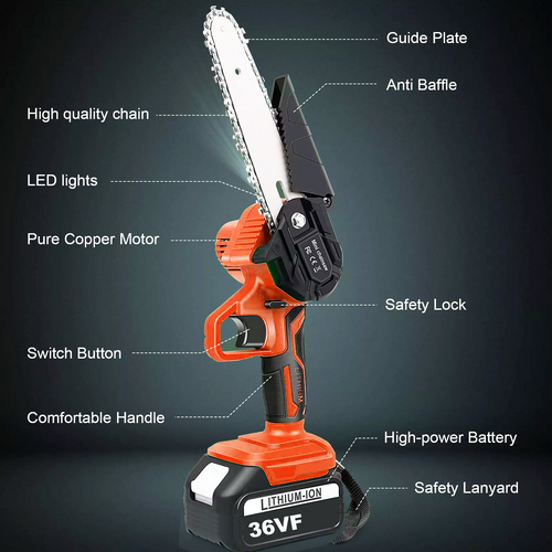 4500W 6in Mini Cordless Electric Chainsaw 2X Battery Wood Cutter Rechargeable photo 7