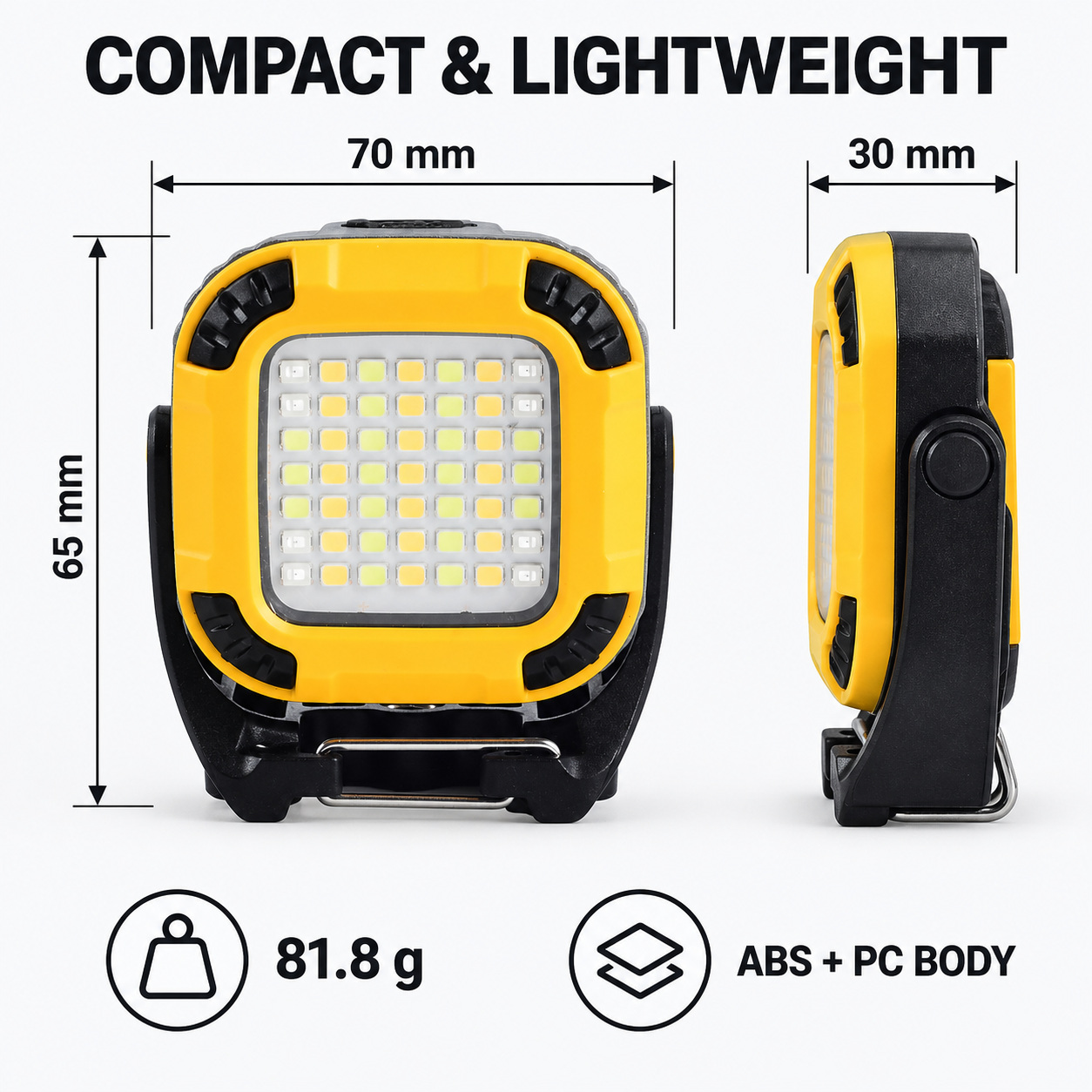 Rechargeable Magnetic Battery Display Type C LED Work Light Base Hanging W8129 2 Flood Hook photo 6