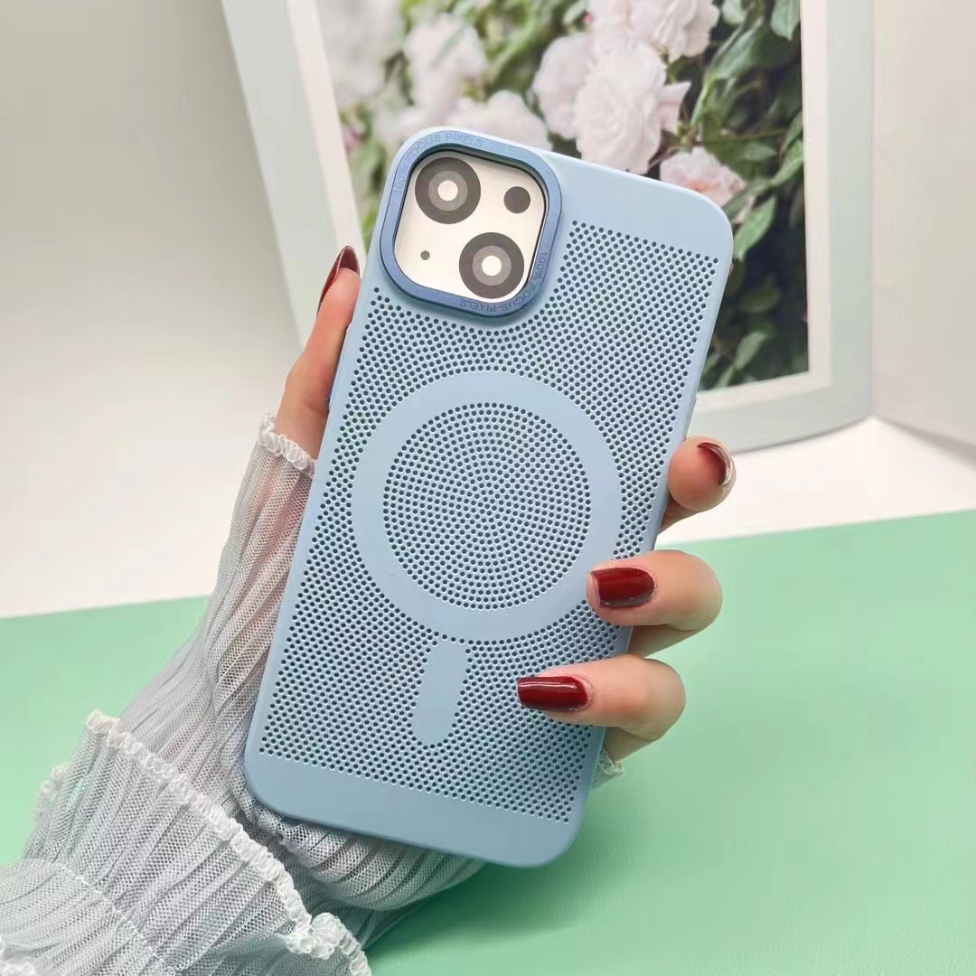 Magsafe Magnetic Suction Mobile Phone Case Anti-fall Heat Dissipation Net Protection Cover photo 3