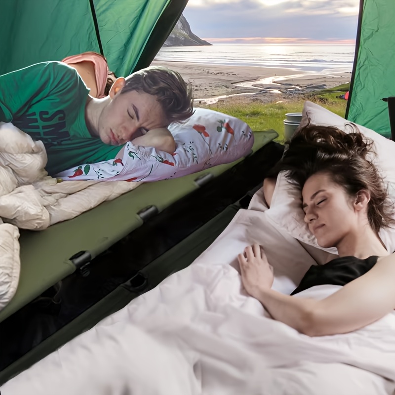 Camping Cot Folding Camp Bed Portable Outdoor Bed Aluminum Camping Cot Backpacking Cot Ultralight Camp Cot Heavy Duty Camping Cot 600D Oxford Camping Bed Camping Cot With Side Pocket photo 3