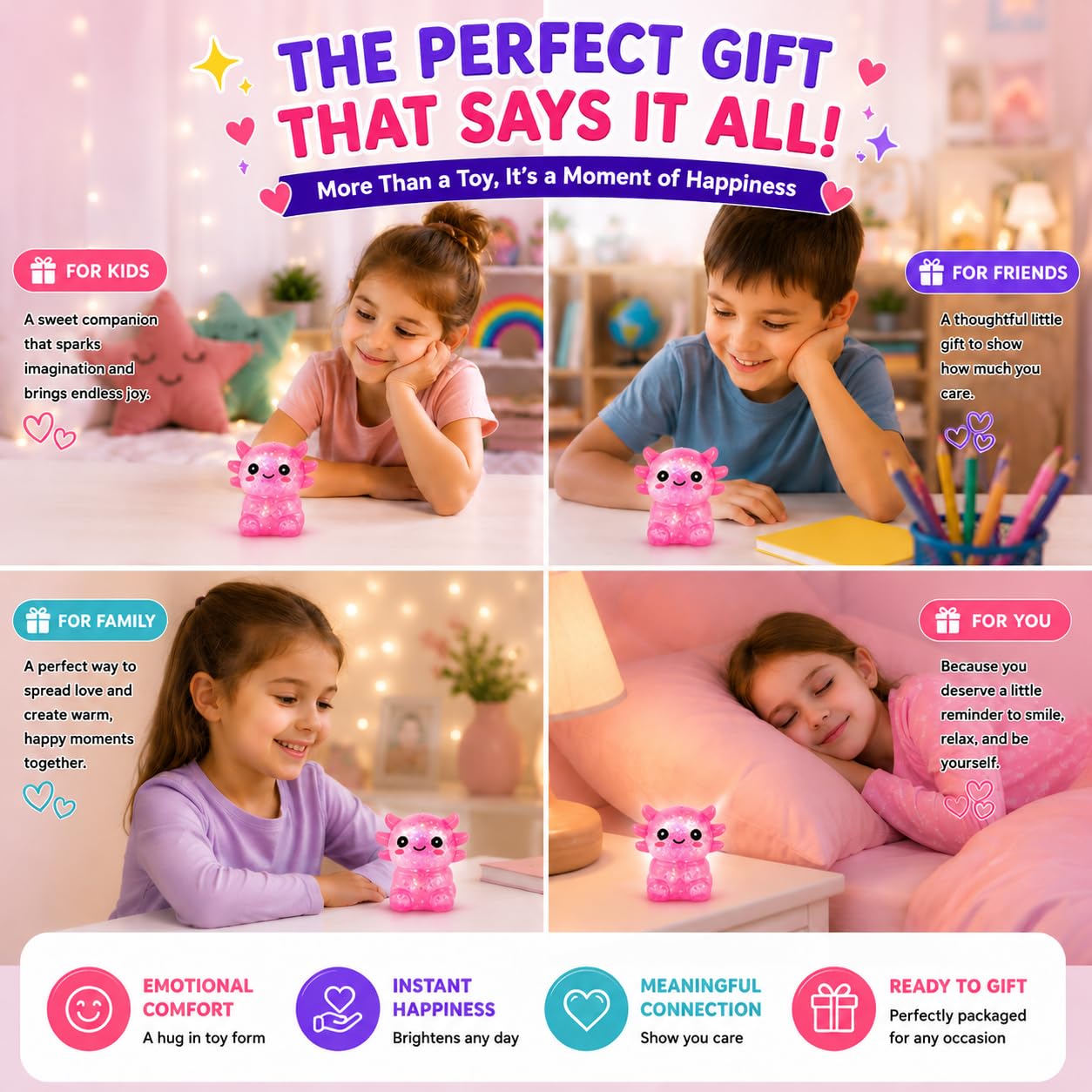 Axolotl Stress Ball, Cute Soft Slow Rising  Toy, Calming Fidget Squeeze Toy Sensory Toy For Stress Relief Kids Adults photo 2