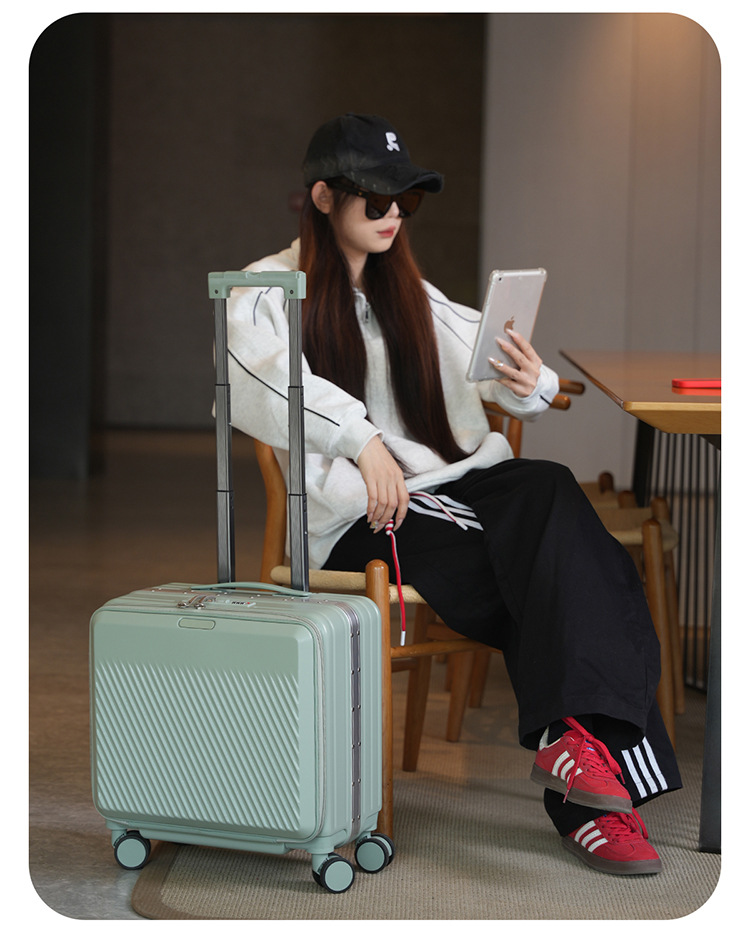 18 Inch Front Open Boarding Case, Contrasting Color Travel Suitcase, 19 Open Box, Leather Suitcase, Multifunctional Suitcase photo 2