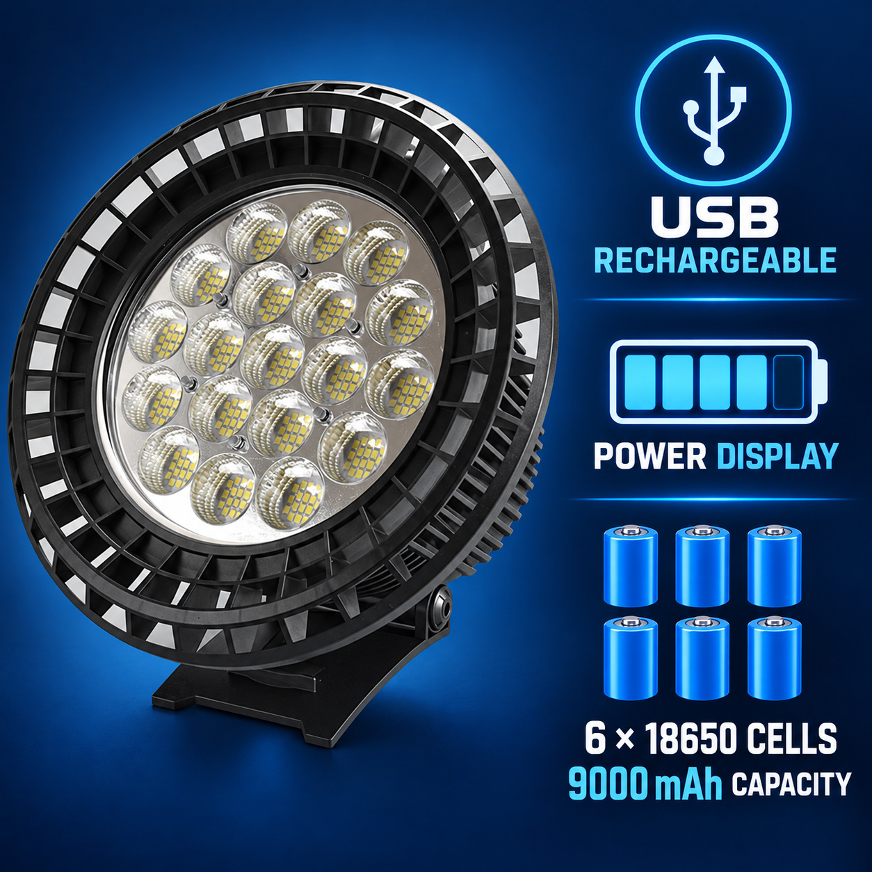 Rechargeable Battery Display LED Work Light 9000mAh For Auto W871A 22000LM SMD 2835 Flood Red photo 5
