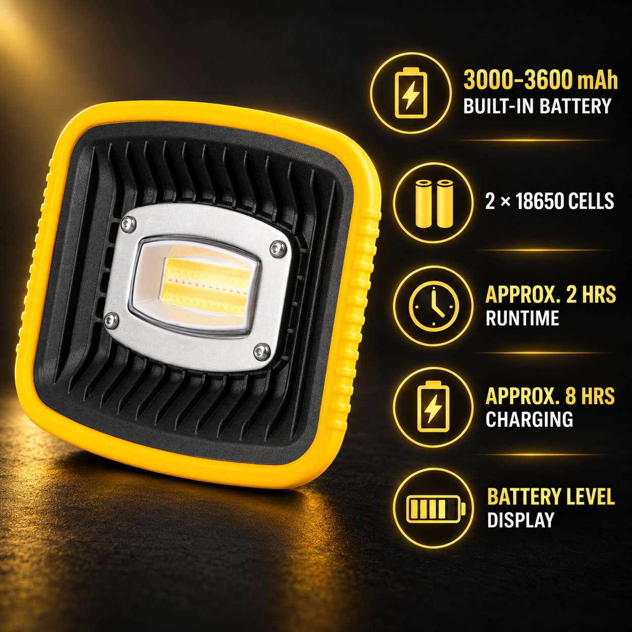 Rechargeable Magnetic Battery Display Type C LED Work Light Base Hanging W899 2 Hour Runtime photo 7