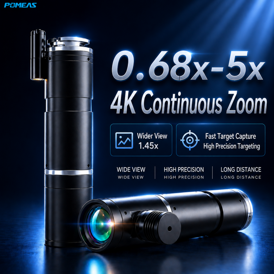 High Precision Pomeas 4K Microscope Lens 0.68x-5x Continuous Zoom Lens For Machine Vision System Digital Optical Measuring photo 3