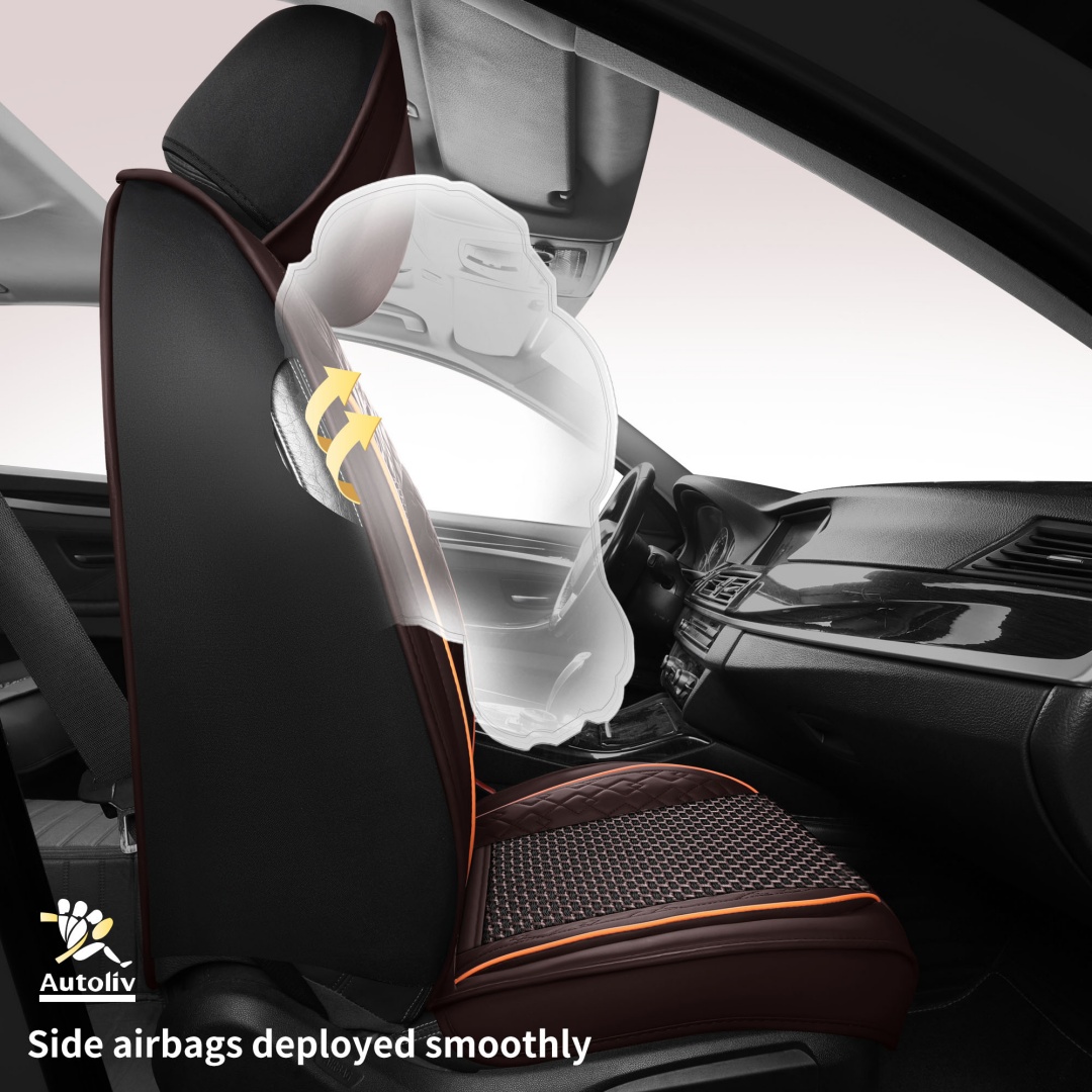 Summer Cool Ice Silk Breathable Car Seat Covers Full 5-Seat Set Ergonomic Lumbar Support Soft Beige Universal Auto Interior Seat Cushion Protectors photo 5
