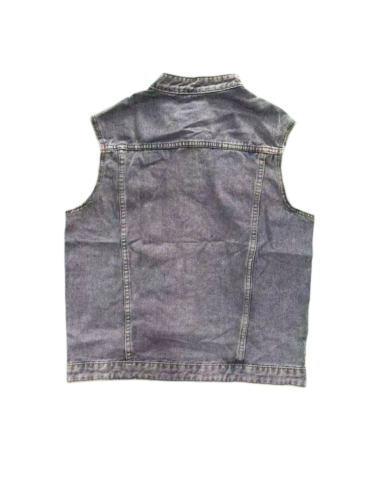 Vintage Washed Denim Vest Men Blue Sleeveless Jean Jacket Retro Casual US Local Stock photo 6