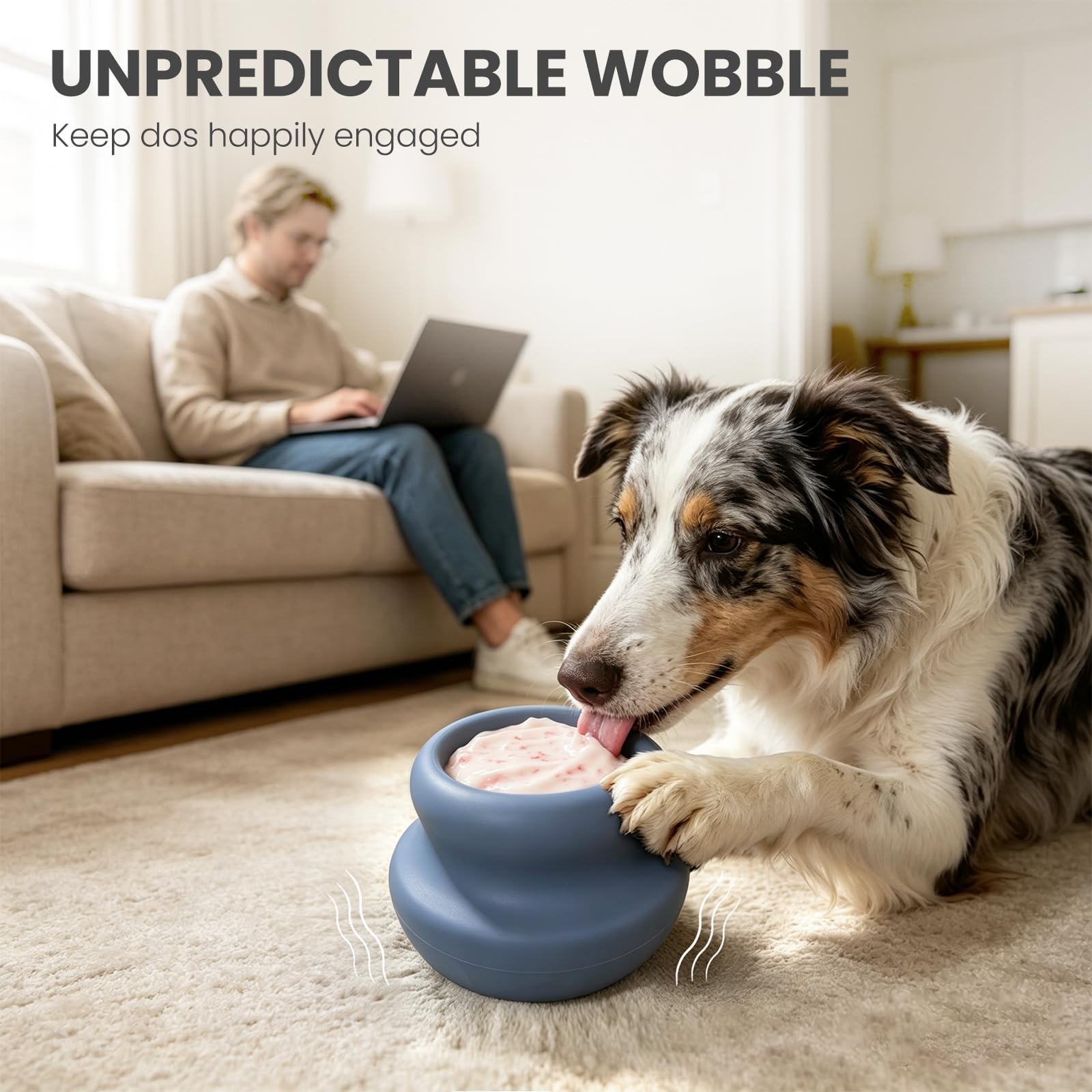 Dog Enrichment Lick Toy, Stuffable  Lick Treat Bowl Freeze Bone, Wobbly, Textured Interior, Slow Feeder, Dishwasher Safe, Helps Ease Anxiety, Interactive Toy, Beef Scented photo 6
